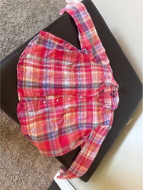 Woman’s Chaps Plaid Cotton Button Down Short